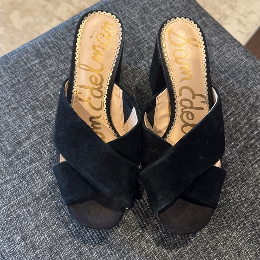 Sam Edelman | Black Suede Platform Mules Size 6